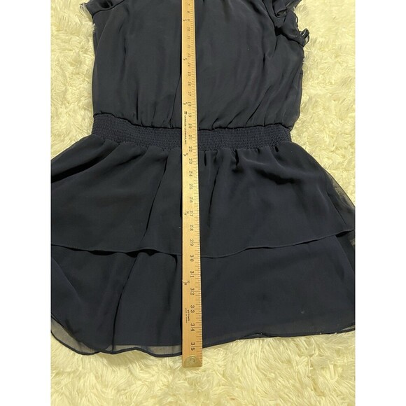 1 STATE Dress Women Large Navy Blouson Mini Ruffle Flutter Sleeve Smocked Fair - Picture 5 of 9